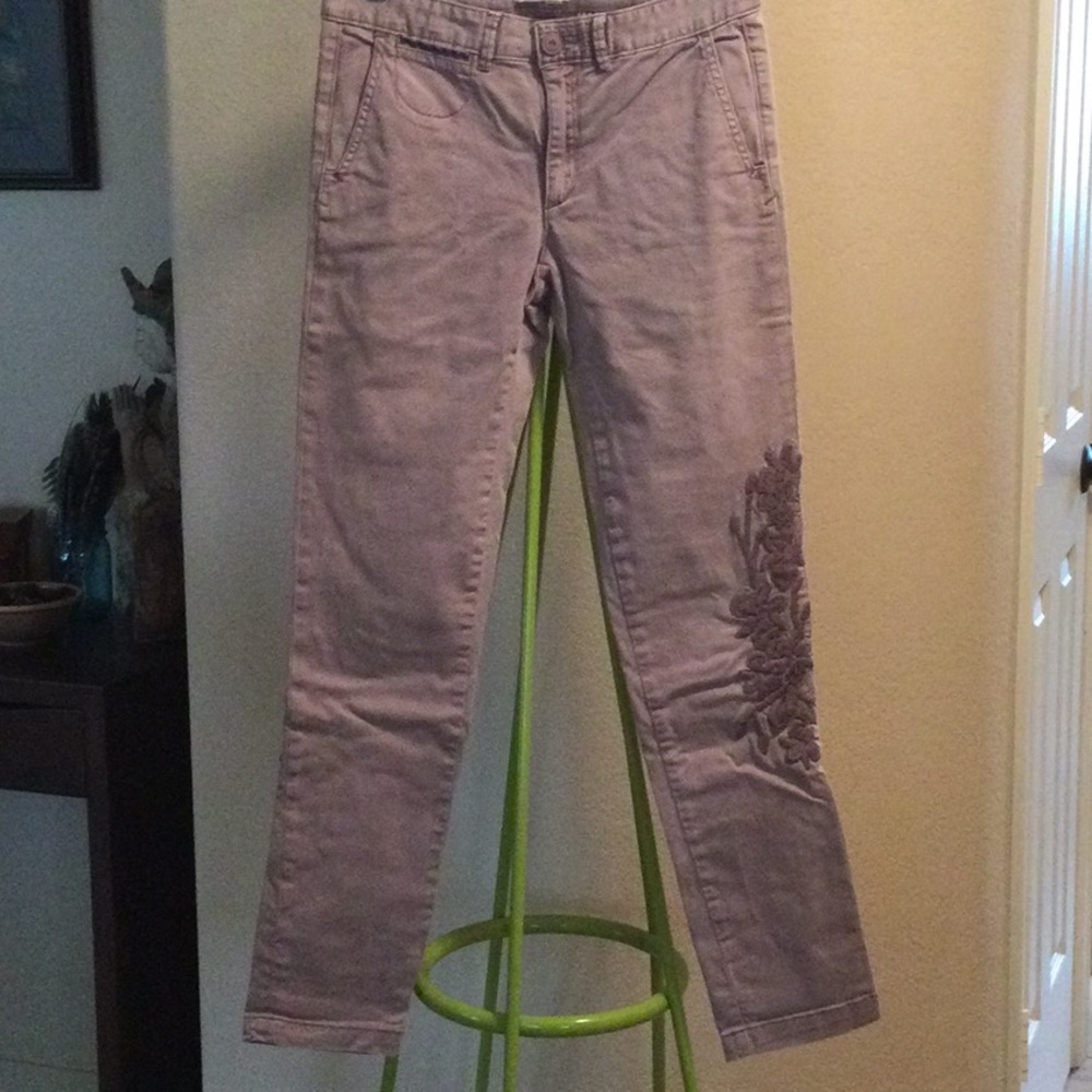 Anthropologie embroidered chinos